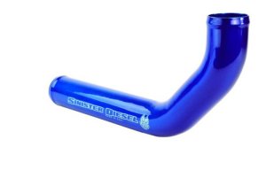 GMC Sierra 3500 Intercooler Piping - Sinister Diesel - Upper Radiator Pipe 6061 Aluminum - Sinister Blue - `01-`05